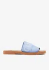 Chloé Woody Linen-blend Flat Mules In White