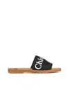 Chloé Woody Flat Logo Ribbon Slide Sandals