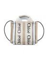 Chloé Woody Linen Mini Bag In Nude
