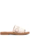 Chloé Woody Logo-print Sandals In Neutral