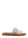 Chloé Woody Linen Sandals In Pink