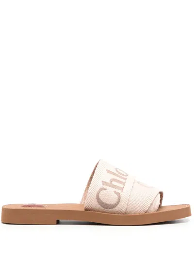 CHLOÉ CHLOÈ WOODY LINEN SANDALS