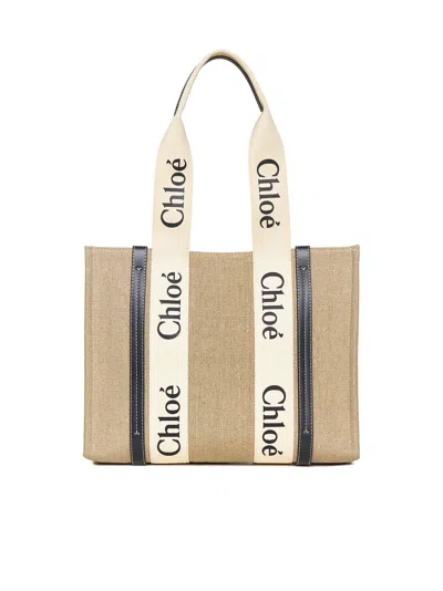 Chloé Woody Linen Tote Bag