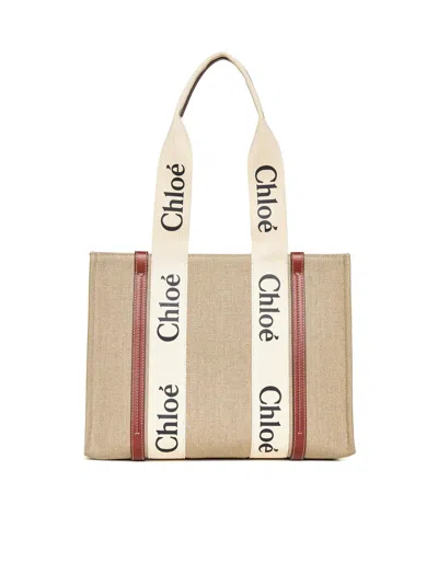 Chloé Woody Linen Tote Bag Chloè