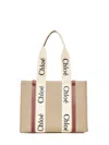 Chloé Woody Linen Tote Bag Chloè In Brown