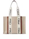 Chloé Chloe Women Multicolor Canvas Medium Woody Shopping Bag In Neutral