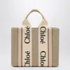 Chloé Chloè Woody Small Canvas And Leather Tote Bag In Brown