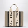 Chloé Woody Little Bag In Beige Canvas Women