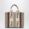 Chloé Woody Little Bag In Beige Canvas In Sand
