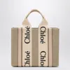 Chloé Woody Little Bag In Beige Canvas Women