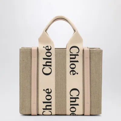 Chloé Woody Little Bag In Beige Canvas Women