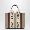 Chloé Woody Little Bag In Beige Canvas Women