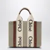 Chloé Woody Little Bag In Beige Canvas Women In Brown