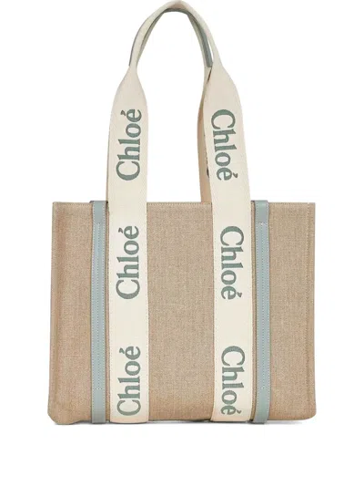 Chloé Woody Logo-embellished Tote Bag In Neutral