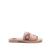 Chloé Chloe Woody Logo-embroidered Slides In Beige