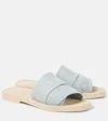 Chloé Womens Chloe Woody Logo-embroidered Linen Mules In Blue