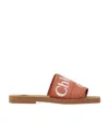Chloé Woody Logo-embroidered Flat Mules In Brown