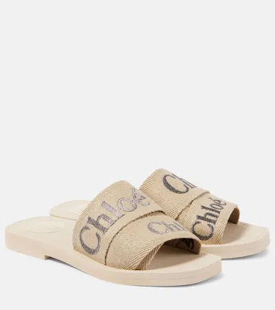 Chloé Woody Beige Slides In Multibeige