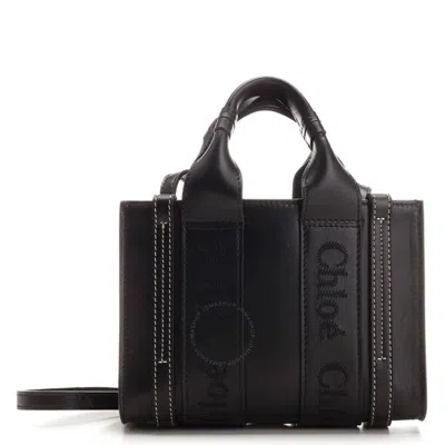 Chloé Chloe Woody Logo Mini Tote Bag In Black