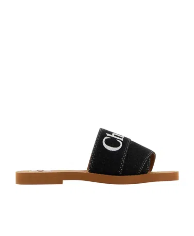 CHLOÉ WOODY LOGO-PRINT SANDALS