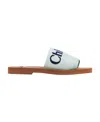 Chloé Woody Canvas Slides In Brown