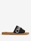 Chloé Woody Flat Logo Ribbon Slide Sandals