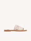 Chloé Beige Linen Woody Slippers