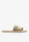 Chloé Woody Slides With Wide Soft Strap In Beige