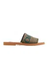 Chloé Khaki Woody Sandals In Brown