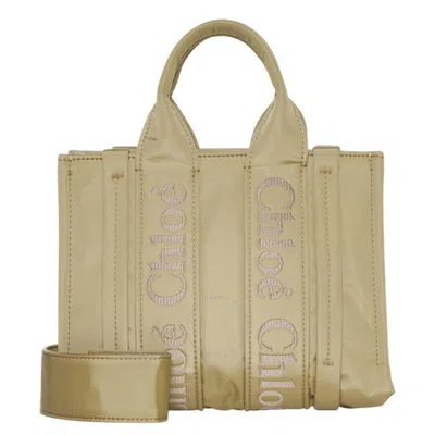 Chloé Chloe Woody Logo Small Nylon Tote Bag In Green