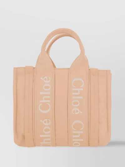 Chloé Woody Logoed Handle Tote Bag In Black