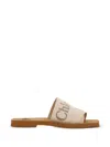 Chloé Woody Logo-print Sandals In Neutral