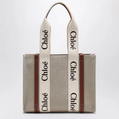 Chloé Woody Medium Bag In Beige