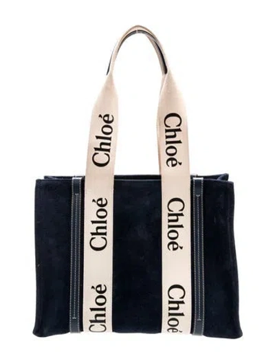 Pre-owned Chloé Woody Medium In Blue