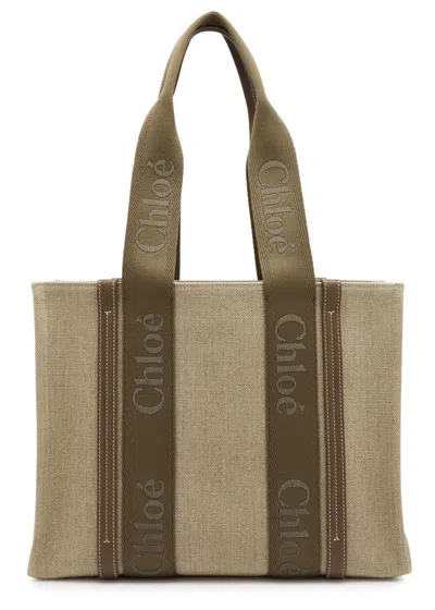 Chloé Chloe Woody Medium Canvas Tote In Brown