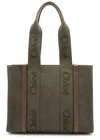 Chloé Chloe Woody Medium Canvas Tote In Khaki