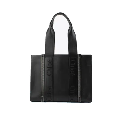 CHLOÉ CHLOE WOODY MEDIUM LEATHER TOTE BAG WOMEN