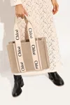 Chloé ‘woody Medium' Shopper Bag In Beige