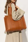 Chloé Woody Medium Embroidered Leather Tote In Brown