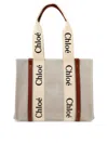 Chloé Structured White Handbag With Bold Branding In Beige