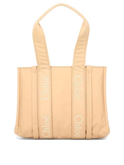Chloé "woody Medium" Shoulder Bag In Pink