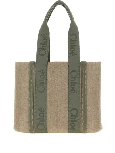 Chloé Woody Medium Tote In Green