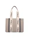 Chloé Linen Shoulder Bag With Logo Print. This Bag Is Made With Lower Environmental Impact Material