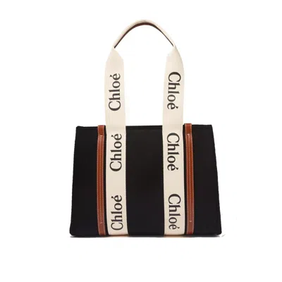 Chloé Woody Medium Tote Bag In Black