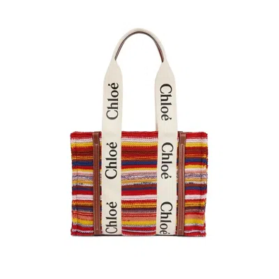 Chloé Woody Medium Tote Bag In Multi