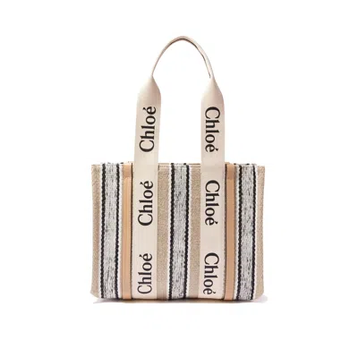 Chloé Woody Medium Tote Bag In Neutral