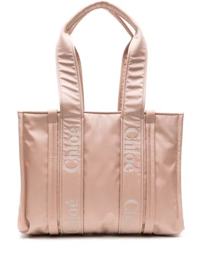 Chloé Woody Medium Tote Bag In Cream