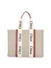 Chloé Woody Big Tote Bag In Beige