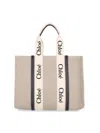 Chloé 'woody' Big Tote Bag In Beige