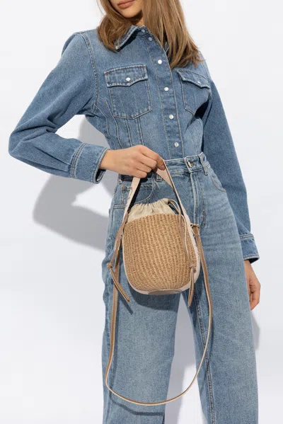 Chloé ‘woody Mini' Bucket Shoulder Bag In Beige